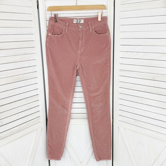 Free People Raw Hem Corduroy Ankle Skinny Pants Dusty Rose Pink 27 - Picture 1 of 13